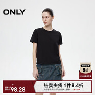 ONLY2025秋季新款簡(jiǎn)約舒適基礎純色圓領(lǐng)正肩短袖T恤女|125101058 H1Z 黑色 M (165) 84A