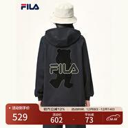 FILA斐樂(lè )官方女裝外套秋季上衣多彩潮流加絨保暖開(kāi)衫連帽小熊外套 正黑色-F51W138599FBK(加絨) 170/88A/L