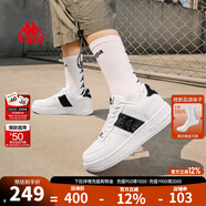 KAPPA卡帕背靠背女鞋冬季厚底小白鞋子女板鞋新款情侶鞋百搭休閑運動(dòng)鞋 經(jīng)典白/黑 38