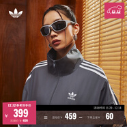 adidas情侶款復古風(fēng)梭織立領(lǐng)夾克外套男女秋季阿迪達斯官方三葉草 深灰   S