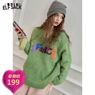 妖精的口袋【博主同款】妖精的口袋彩色毛絨絨字母慵懶風(fēng)毛衣女2025春新款 趣味綠色 厚款 常規 L 常規