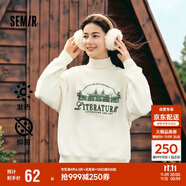 森馬（Semir）[商場(chǎng)同款]女oversize發(fā)熱抗菌2024冬季繡花抓絨上衣101724116004