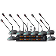 獅樂(lè )U段一拖八調頻會(huì )議話(huà)筒 SH24鵝頸領(lǐng)夾頭戴耳麥K歌無(wú)線(xiàn)麥克風(fēng) 主機+8只鵝頸咪