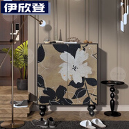 伊欣登新款輕奢法式奶油入戶(hù)鞋柜客廳進(jìn)門(mén)收納立柜陽(yáng)臺玄關(guān)靠墻儲物柜子 中古植物花卉 長(cháng)90*高110*厚40  黑色