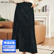 Olrain歐芮兒法式黑色半身長(cháng)裙女裝秋冬新款氣質(zhì)顯瘦魚(yú)尾直筒裙子 黑色 L