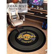 KAYE黑色唱片地毯圓形臥室地毯電競房男孩書(shū)桌電腦轉椅地墊子隔音防滑 TK-SJR-黑膠拾光-5 直徑200CM（隔音降噪  滾輪滑動(dòng)順暢）