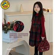 G.DUCKKIDS女童秋冬套裝裙子2025新款洋氣冬季大童女孩紅色加絨毛呢裙連衣裙 紅色毛衣+毛呢裙 150 cm
