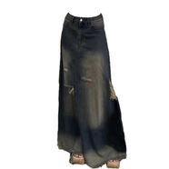 婉曼朵馬甲搭配襯衫女三件套高美拉德穿流蘇針織背心牛仔半身裙 做舊藍半身長(cháng)裙喜歡的趕緊 S