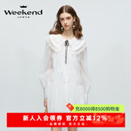 卓雅周末（JORYA weekend）海鹽茉莉|24春季新款蕾絲拼接娃娃領(lǐng)蝴蝶結燈籠袖連衣裙EJWEAN39 白色 S