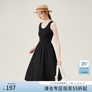 范思藍恩夏日背心T恤裙女撞色拼接圓領(lǐng)2024新款內搭氛圍感假日連衣裙子 黑白色 M