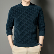 金盾（KIN DON）長(cháng)袖加絨T恤男圓領(lǐng)上衣2025秋冬新款韓版青年商務(wù)休閑滿(mǎn)印打底衫 藏青色 M