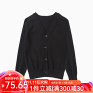 純一良品童裝男童開衫兒童毛衣寶寶針織衫中大童線衣外套男孩春秋裝上衣 黑色 110 cm