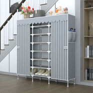 簡(jiǎn)易鞋架子鋼管多層防塵家用收納架經(jīng)濟型宿舍門(mén)口大容量網(wǎng)紅鞋柜 百搭灰 號雙排8層