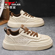 公牛世家（G.N.Shi Jia）鞋子男鞋秋冬皮面潮牌百搭小白鞋男生運動(dòng)休閑平板鞋 白色 41