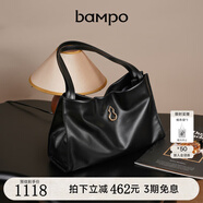 半坡飾族（bampo）女包包新款福瑞方方包頭層牛皮大容量輕奢單肩斜挎包禮物女友 墨碳黑【葫蘆專(zhuān)屬五金】