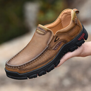 駱駝動(dòng)感休閑皮鞋男士秋冬軟底增高頭層牛皮防滑工裝鞋戶(hù)外通勤百搭開(kāi)車(chē)鞋 卡其色 （頭層牛皮）防滑32378BXT 38 標準皮鞋碼