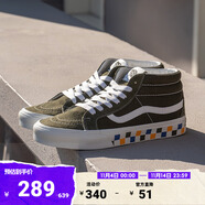 VANS范斯官方 Sk8-Mid Reissue薄荷曼波綠彩色棋盤(pán)格印花情侶板鞋 墨綠色 37