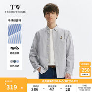 Teenie Weenie小熊男裝休閑條紋襯衫男夏季簡(jiǎn)約風(fēng)長(cháng)袖男襯衣 灰色 M 170