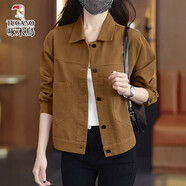 啄木鳥(niǎo)感短款外套女2025春秋季新款小個(gè)子洋氣時(shí)髦顯瘦減齡夾克上衣 姜黃色《小香風(fēng)秋冬小個(gè)子歐貨春秋季氣質(zhì)媽媽感開(kāi)衫秋 M 【建議100斤內】