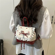 集領(lǐng) 可愛(ài)蝴蝶結雙肩包女通勤小背包ins風(fēng)手提小包包時(shí)尚百搭蕾絲女包 紅色