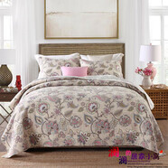 RSRDDY美式出口全棉床蓋三件套韓國水洗絎縫被歐式夾棉純棉床單床品 菩提花密絎 床蓋款 230*250cm+50*70枕套2個(gè)