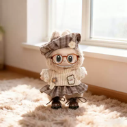 TKHE海娃娃娃+娃衣拉布包包掛飾件玩具labu絨布玩偶布公仔 美拉德百褶裙皮鞋款站娃