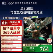 TCL雷鳥電視 43雀4 25款 43英寸 低藍(lán)光無(wú)頻閃 自定義遙控器 無(wú)開(kāi)機(jī)廣告 家電國(guó)家補(bǔ)貼電視43F195C