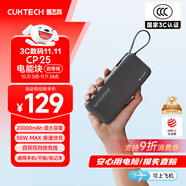 CUKTECH酷態(tài)科【3C認(rèn)證可上飛機(jī)】電能塊自帶線20000毫安移動(dòng)電源55W快充充電寶適用蘋果17小米筆記本CP25