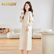MONZO國際高端品牌長(cháng)款過(guò)膝毛衣裙女秋冬新款感黑色連衣裙大碼針織羊毛 花米升級版 收藏加購優(yōu)先發(fā)貨 L 建議110斤到115斤左右
