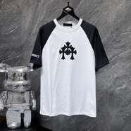 克羅心（chrome heart）ch ofocusin潮牌弗 克羅心t恤男女款短袖十字花寬松圓領(lǐng)半袖上衣 白色 L (150-170)斤