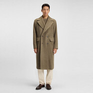 BOSS時(shí)尚男裝 25秋冬新款雙排扣大衣版型寬松 羊駝毛長(cháng)款毛呢大衣 淺棕色/Light Brown 均碼 36