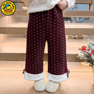 G.DUCKKIDS童裝女童褲子秋冬加絨兒童毛呢褲加厚保暖寶寶衛褲春秋女孩格子褲 圓點(diǎn)紅色【加絨】 110 建議100-110cm4-5歲