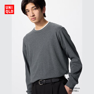 優(yōu)衣庫男裝女裝柔軟圓領(lǐng)T恤/休閑長(cháng)袖上衣25秋冬新款479783 08 深灰色 M /170/92A