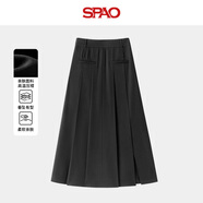 SPAO韓國同款百褶半身裙女生冬季學(xué)院風(fēng)長(cháng)款氣質(zhì)過(guò)膝長(cháng)裙SPBQ25AQ13LD