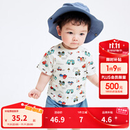 巴拉巴拉嬰兒t恤寶寶打底衫女童上衣男短袖夏季全棉可愛 綠紅色調00346 110