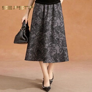 夏典素訂女王（SE.PSTP）金絲絨高貴洋氣兩件套裝連衣裙秋輕奢感民族風(fēng)半身裙 灰花裙子原創(chuàng  )輕奢大品牌官方旗艦 M 【85-105斤】