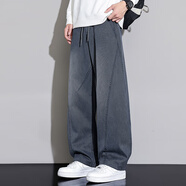 蕭蕭布落2025秋季新款彎刀牛仔褲男士寬松直筒美式高街潮牌水洗休閑長褲子 F645-摩登灰 常規(guī) XL 【140-160斤】