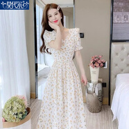 莫代爾連衣裙2025夏新款法式甜美少女感溫柔氣質(zhì)顯瘦收腰雪紡碎花初戀裙 MX-11-3342_圖片色 XL 110-125斤