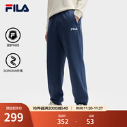 FILA 斐樂(lè )情侶款男女長(cháng)褲25秋冬季新款休閑寬松收口運動(dòng)褲子加絨保暖 深雅藍-DB 2XL 185/92A/XXL