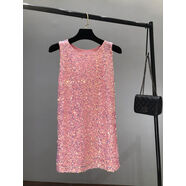 2021新款韓版寬松背心裙網(wǎng)紅INS風(fēng)中長(cháng)款亮片修身顯瘦閃閃連衣裙 粉紅色 均碼 均碼