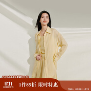 茵曼章若楠同款輕薄防曬苧麻棉女裝襯衫2025夏季新品襯衣上衣 黃色 S