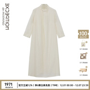 例外（EXCEPTION）新中式女裝春秋款復古氣質(zhì)A型連衣裙寬松顯瘦長(cháng)裙 米白/05 L