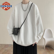 NEW OR MODE美式毛衣男秋冬新款日系復古內搭打底針織衫男士慵懶風(fēng)高級感外套 白色 2XL