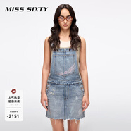 MISS SIXTY【天使系列】2025夏季新款背帶牛仔連衣裙女涂鴉風(fēng)釘珠 淺藍 M