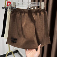 皮爾卡丹秋冬大碼胖mm衛衣打底搭配遮臀下擺微胖屁簾短裙顯瘦半身裙ins女 深咖色 M (建議140斤內)