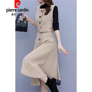皮爾卡丹（pierre cardin）2025年春秋冬新款加厚優(yōu)雅下擺中長(cháng)仿羊毛背心連衣裙 圖片色 L
