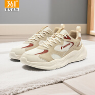 361°休閑鞋男鞋秋冬款網(wǎng)面舒適鞋子361度正品男士輕便透氣通勤鞋鞋子 6707蓮子白/經(jīng)典褐灰 43