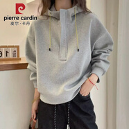皮爾卡丹韓國秋裝新款純色寬松連帽加絨衛衣女休閑顯瘦百搭長(cháng)袖套頭上衣 灰色(秋冬加絨款) L 105-115斤