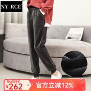 NY-RCE金絲絨運動(dòng)褲女秋冬季加絨加厚外穿棉褲寬松顯瘦休閑褲束腳衛褲子 【雙面金絲絨】新灰色 L