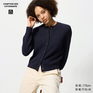 優(yōu)衣庫合作款/女裝羊毛混紡圓領(lǐng)針織開(kāi)衫/毛衣480025 69 藏青色 M /160/84A